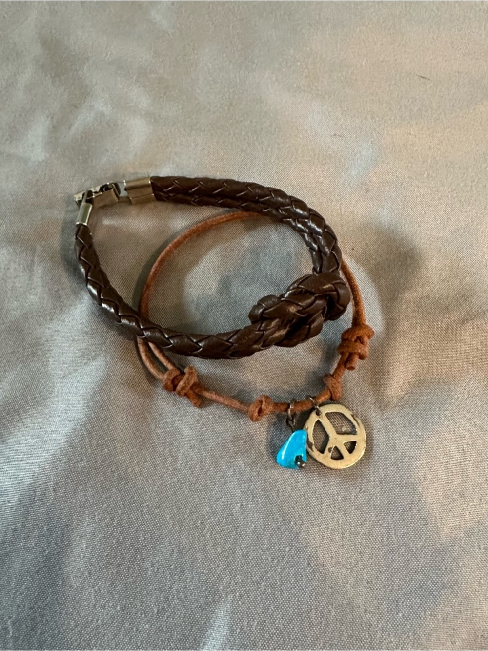 Set of 2 leather bracelets - Brown